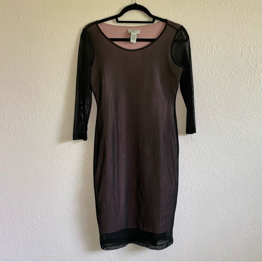Carmen Marc Valvo Women's Pink and Black Dress Size S